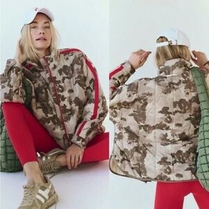 FP Movement by Free People Camouflage Puffer Jacket with Red Accents